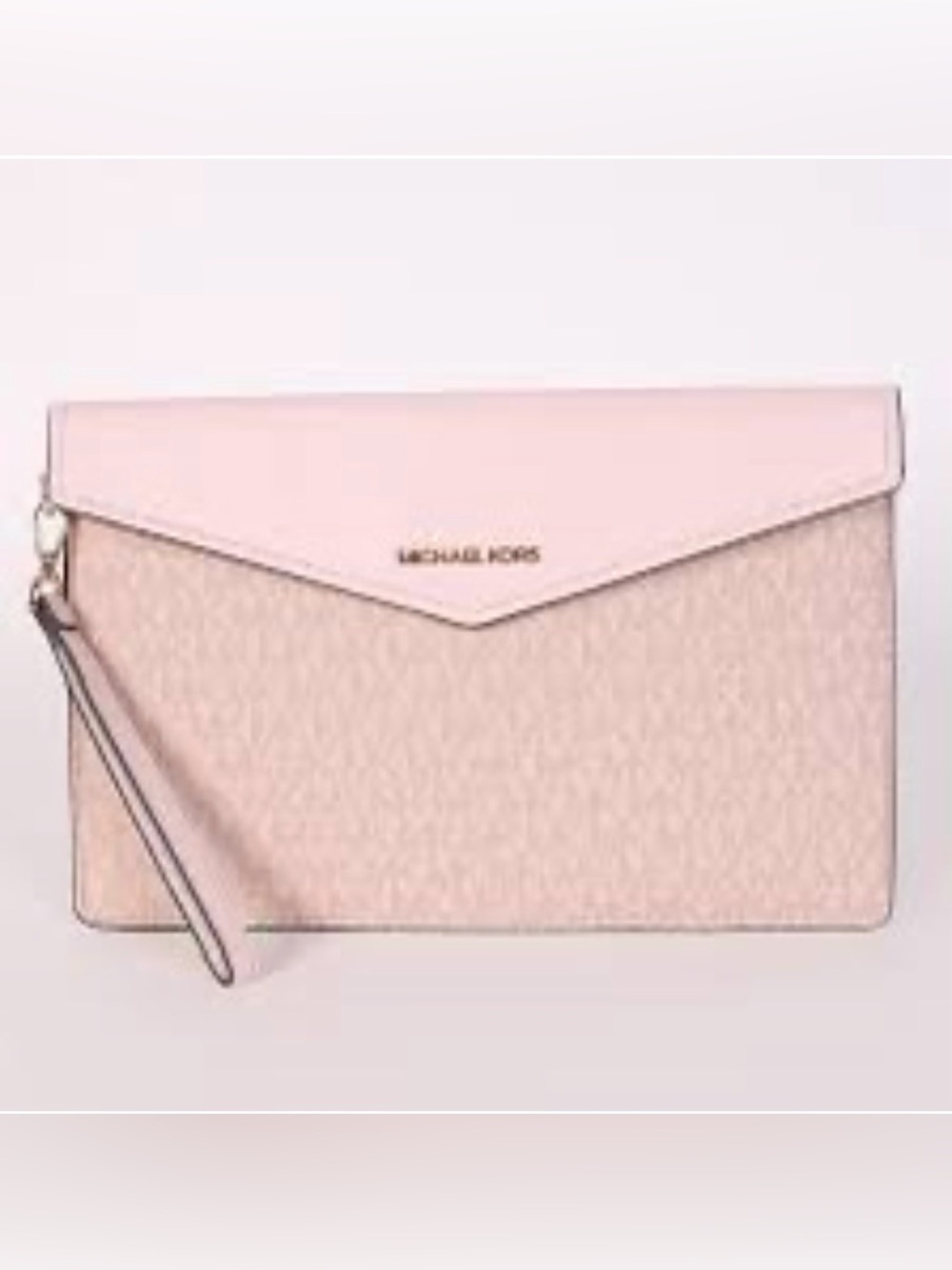 MICHAEL KORS Maisie Large Pink Signature Envelope Clutch Wristlet - Picture 2 of 3